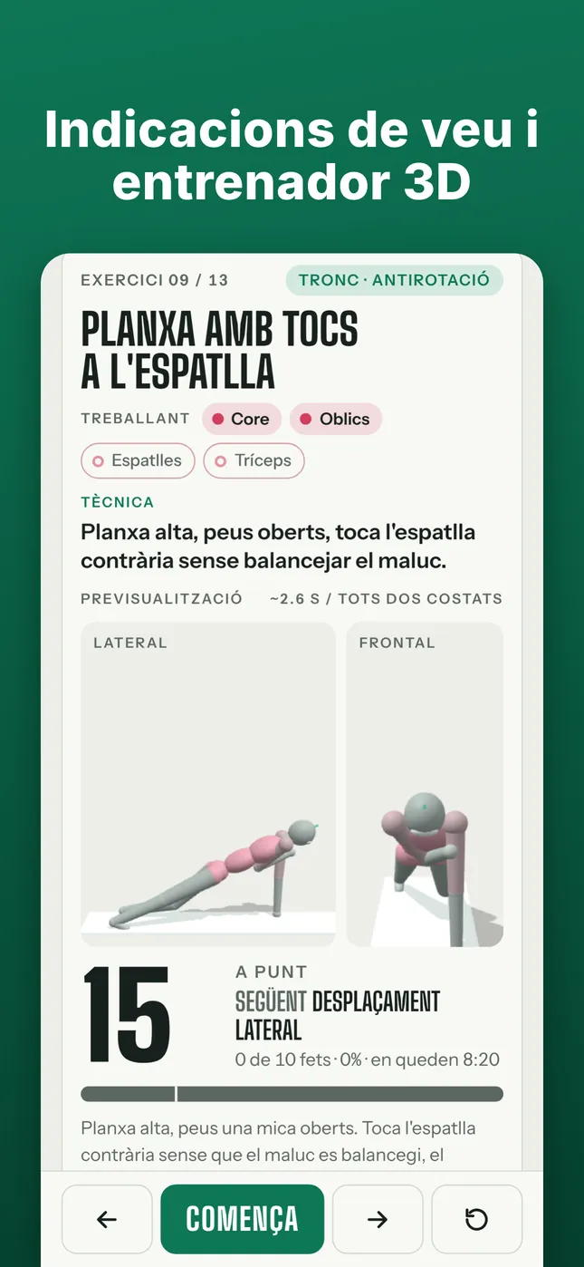 Indicacions de veu i entrenador 3D