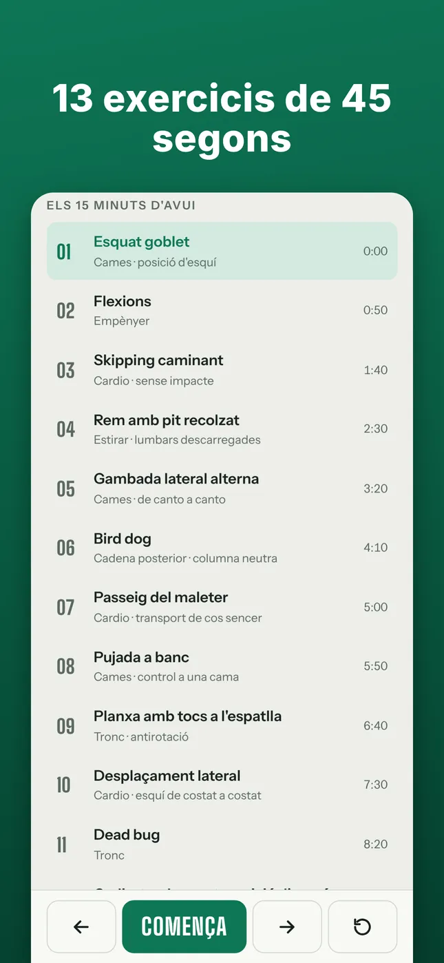 13 exercicis de 45 segons