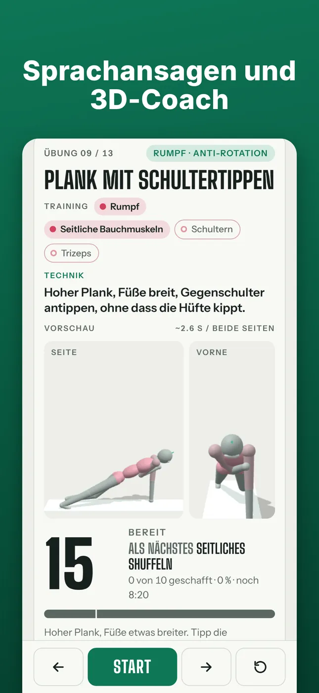 Sprachansagen und 3D-Coach