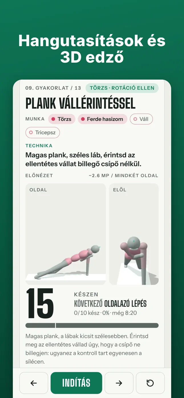 Hangutasítások és 3D edző