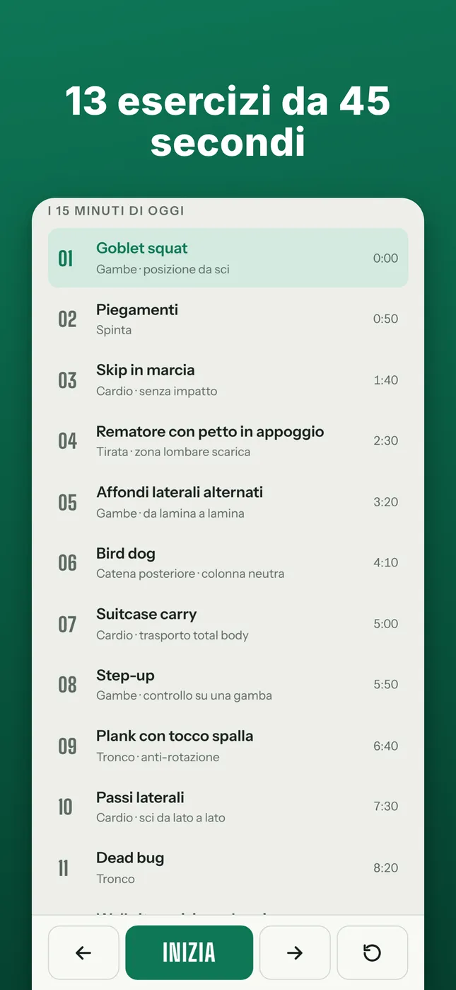 13 esercizi da 45 secondi
